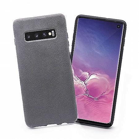Funda Ante Microfibra y Silicona Carcasa para Samsung S10 Plus Gris