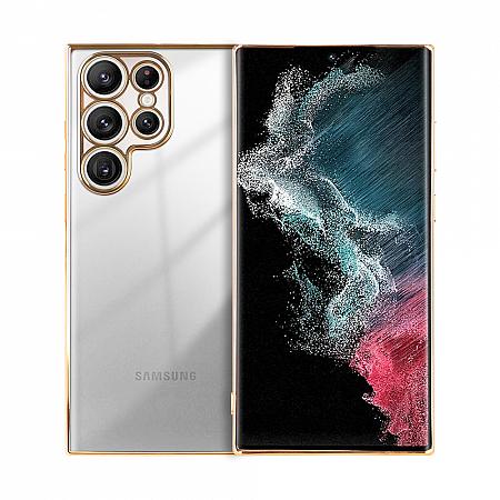 Funda Protectora Silicona para Samsung Galaxy S24 Ultra Flexible Transparente Oro