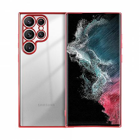 Funda Protectora Silicona para Samsung Galaxy S24 Ultra Flexible Transparente Rojo